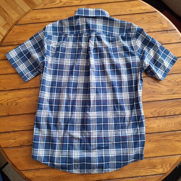 Eddie Bauer Men’s Plaid Short Sleeve Button-Up Shirt Blue and Red Size Medium - Picture 3 of 7